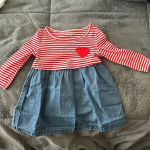 9M baby dress . Carters red stripe and denim
